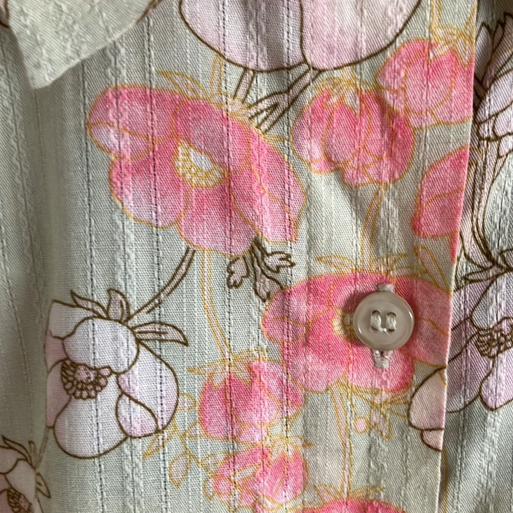Vintage Lemon Grass size L button down green floral - Picture 4 of 12